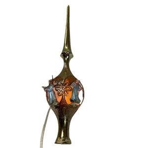 Vintage 60's diorama Christmas  Lighted Tree Topper Blue Angels Plastic *see‎